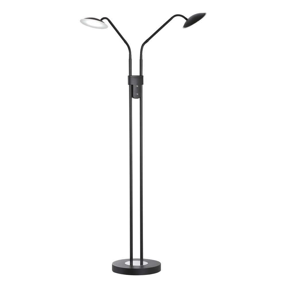 Lampadar negru LED cu intensitate reglabilă cu abajur din sticlă (înălțime 135 cm) Tallri – Fischer & Honsel