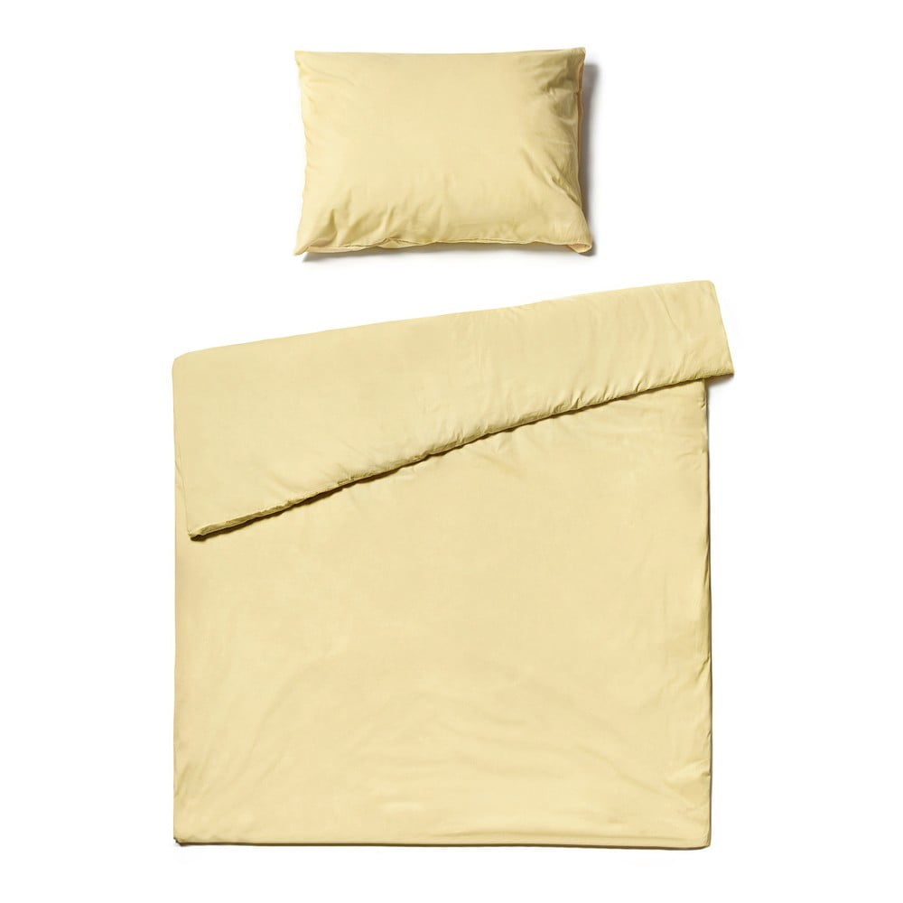 Lenjerie de pat din bumbac pentru o persoană Bonami Selection, 140 x 200 cm, galben vanilie 140 imagine noua somnexpo.ro