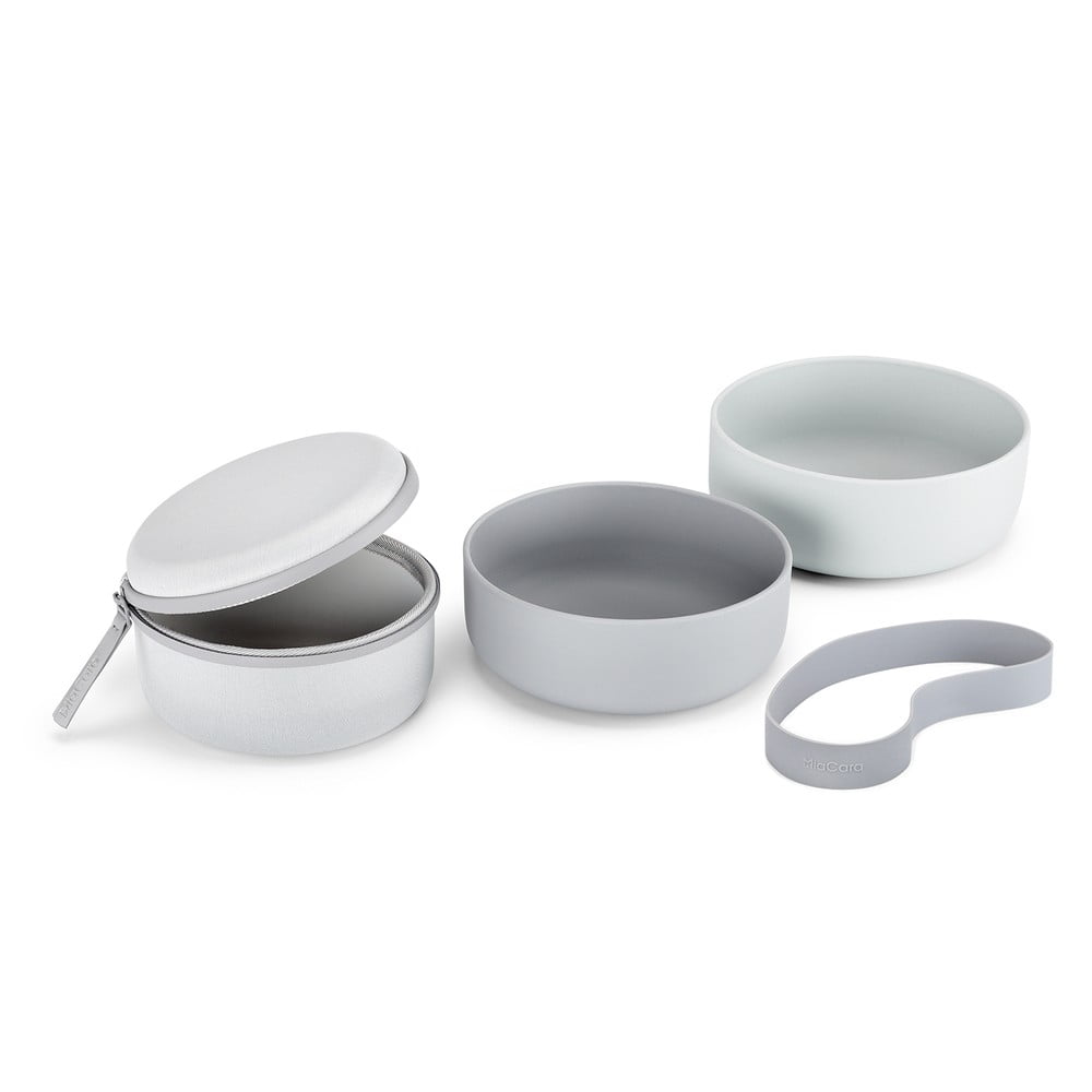 Set de boluri de călătorie pentru câini din silicon ø 19 cm Bento Concrete/Slate – MiaCara