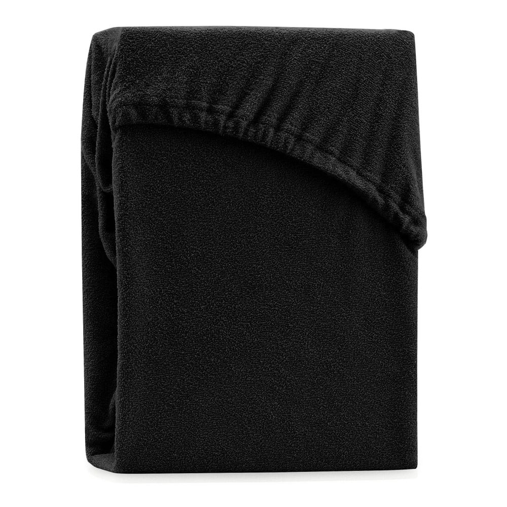 Cearșaf elastic pentru pat dublu AmeliaHome Ruby Siesta, 200-220 x 200 cm, negru AmeliaHome imagine noua