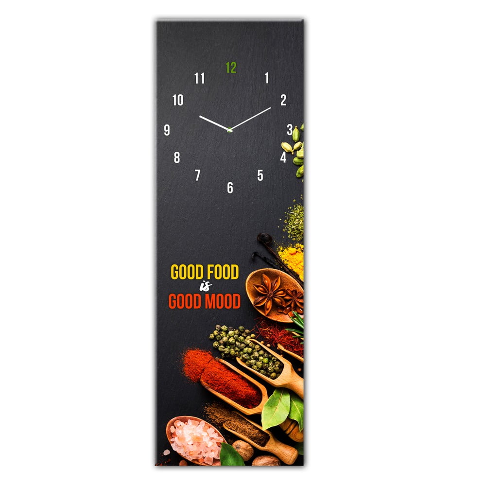 Ceas de perete din sticlă Styler Good Food, 20 x 60 cm