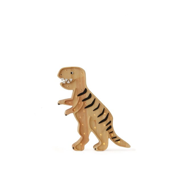Veioză Little Lights Dino T.Rex din lemn de pin, înălțime 38 cm