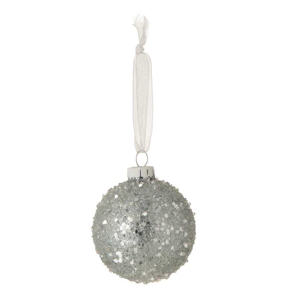 Set 8 globuri de crăciun din sticlă j-line pearl, argintiu