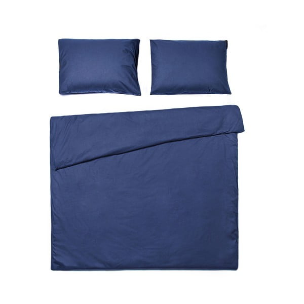 Lenjerie pentru pat dublu din bumbac Bonami Selection, 200 x 200 cm, albastru marin