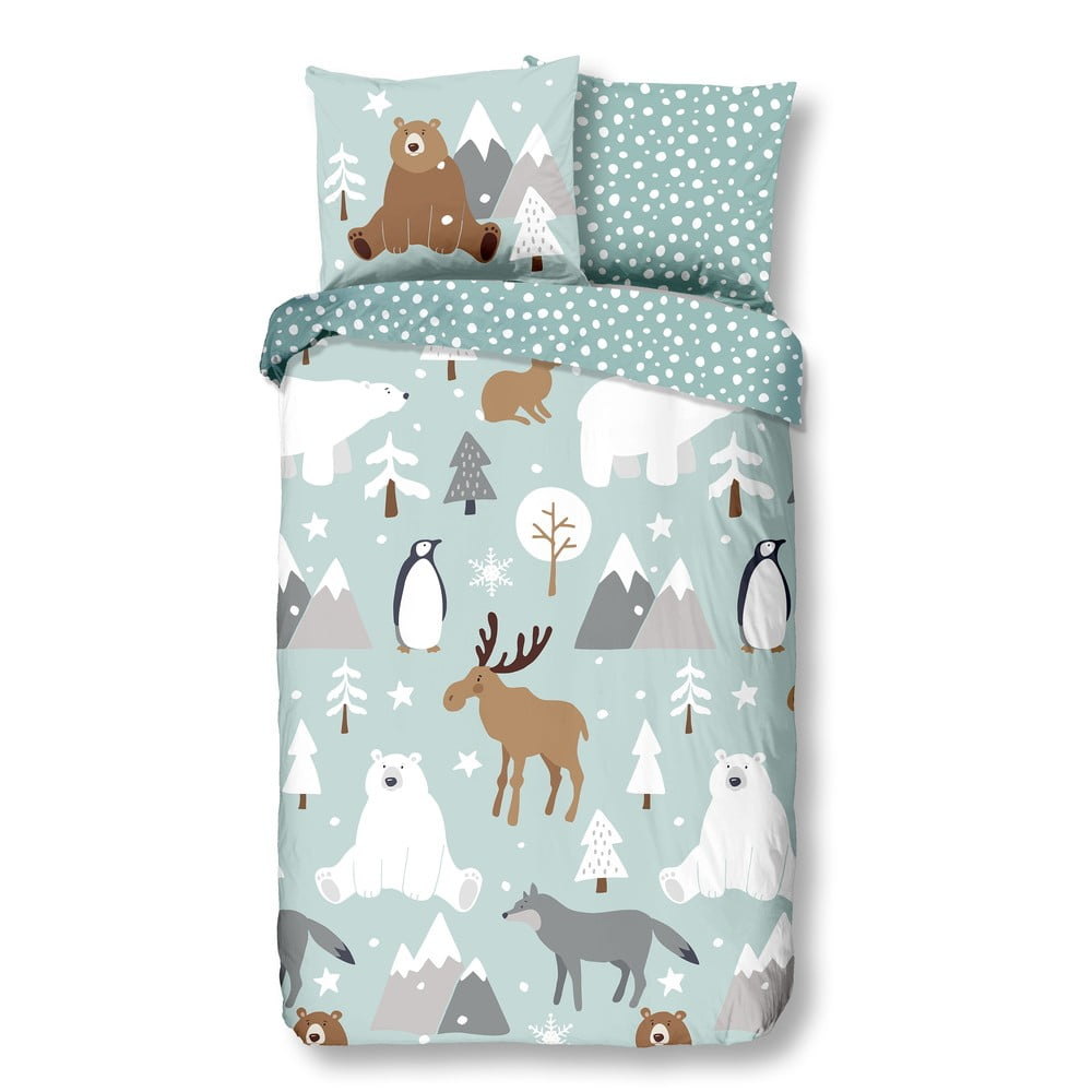 Lenjerie de pat din bumbac pentru copii Good Morning Forest Animals, 140 x 220 cm bonami.ro