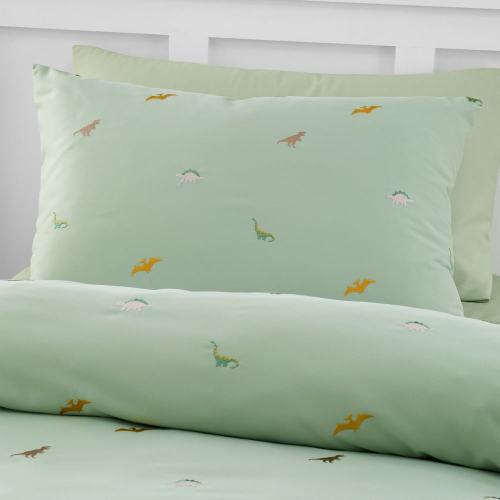 Lenjerie de pat pentru copii pentru pat de o persoană 135x200 cm Embroidered Dinosaur – Catherine Lansfield