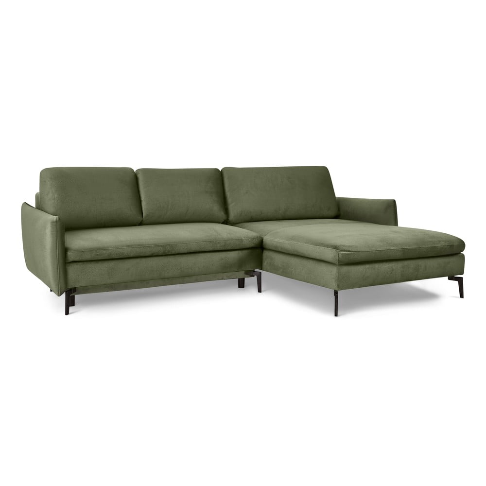 Colțar extensibil cu șezlong pe partea dreaptă bonami selection fira, verde