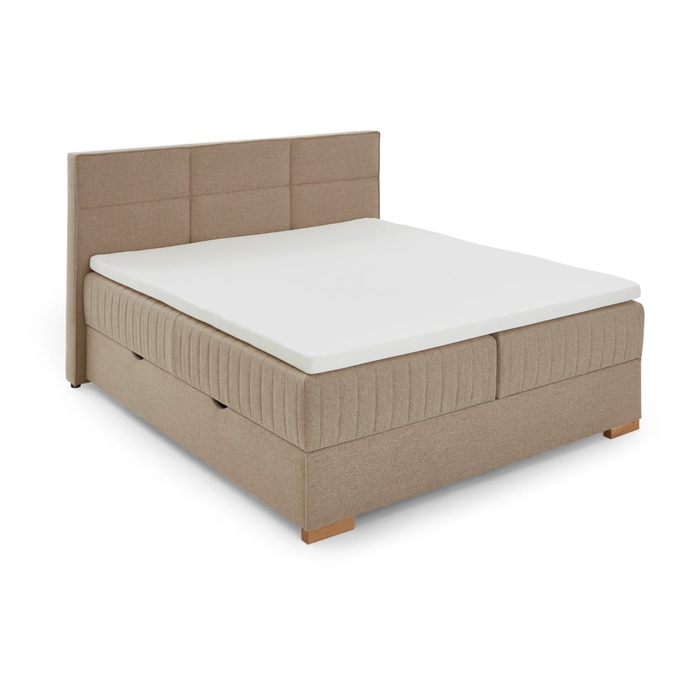 Pat boxspring bej cu spațiu de depozitare 160x200 cm Tambo – Meise Möbel