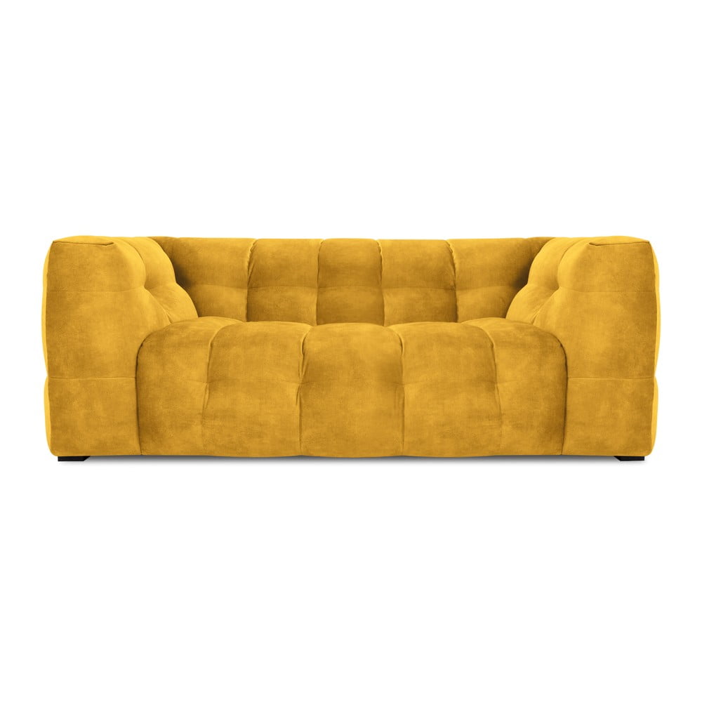 Canapea cu tapițerie din catifea Windsor & Co Sofas Vesta, 208 cm, galben 208- imagine noua