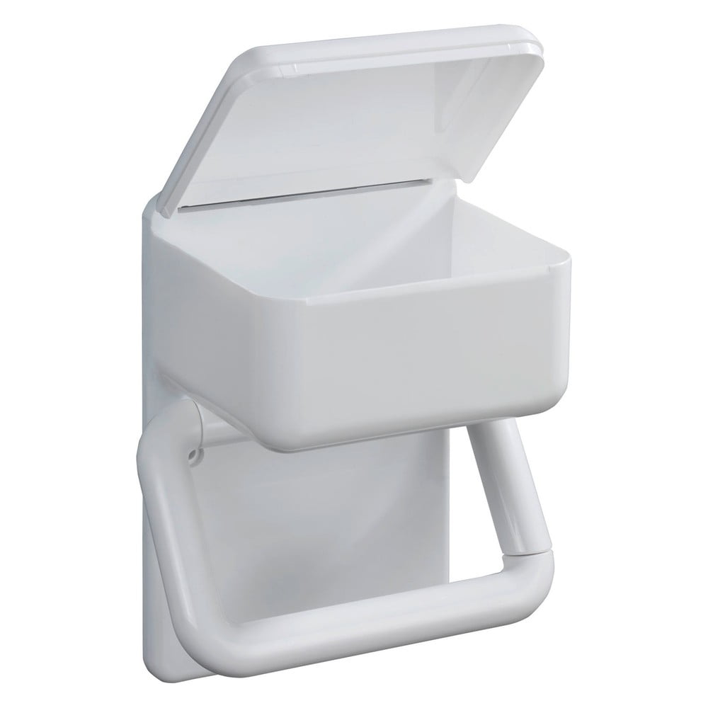Suport pentru hârtie toaletă cu spațiu de depozitare Wenko Hold, alb bonami.ro