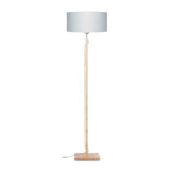 Lampadar din lemn de bambus good&mojo fuji, abajur gri deschis