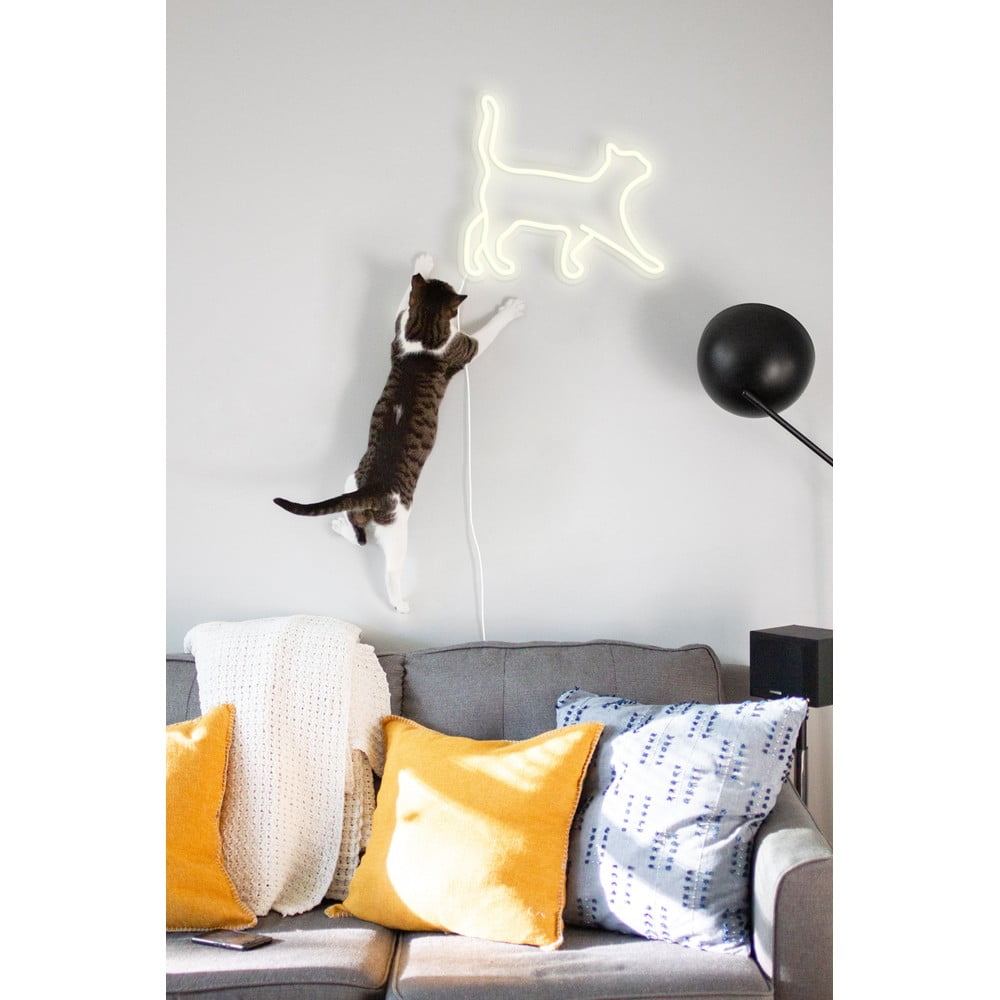Decorațiune luminoasă de perete Candy Shock Cat, 40 x 37 cm, alb bonami.ro