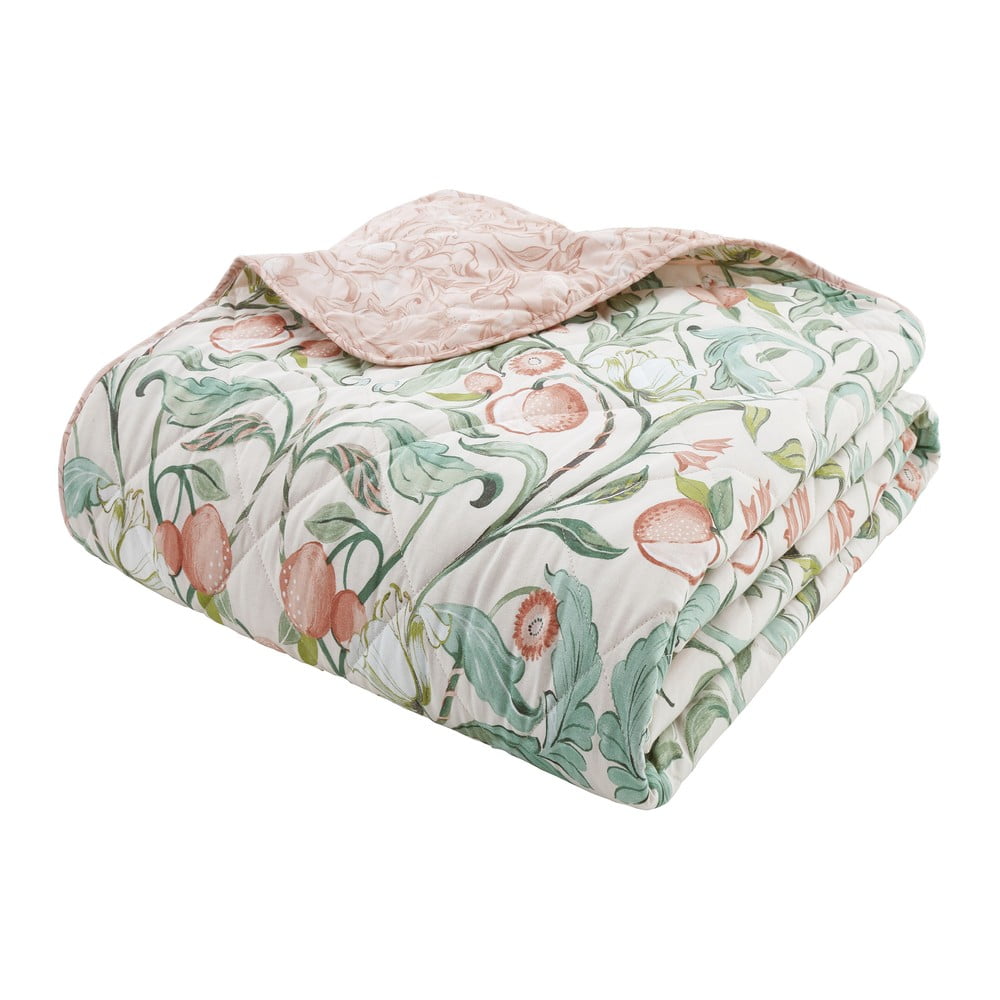Cuvertură verde/roz pentru pat dublu 220×230 cm Clarence Floral – Catherine Lansfield 220x230 imagine noua somnexpo.ro