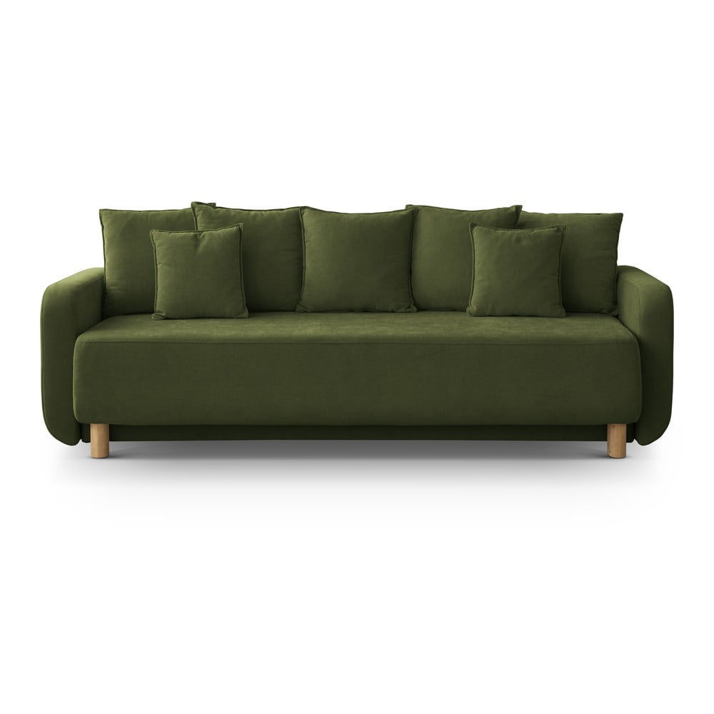 Canapea verde extensibilă, cu spațiu de depozitare 231 cm Elen – Micadoni