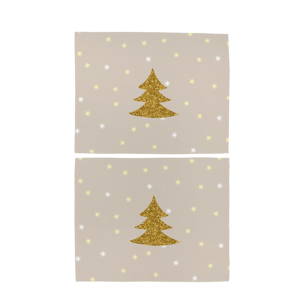 Suport pentru farfurii 2 buc. din material textil 35x45 cm cu model de Crăciun Gold Tree – Butter Kings