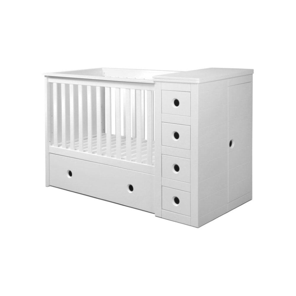 Pătuț pentru copii cu sertar BELLAMY Paso Doble, 60 x 120 cm, alb BELLAMY pret redus