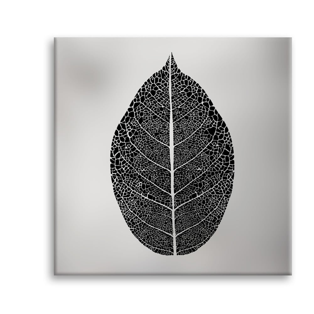 Poza Tablou Styler Canvas Silver Uno Black Leaf, 65 x 65 cm