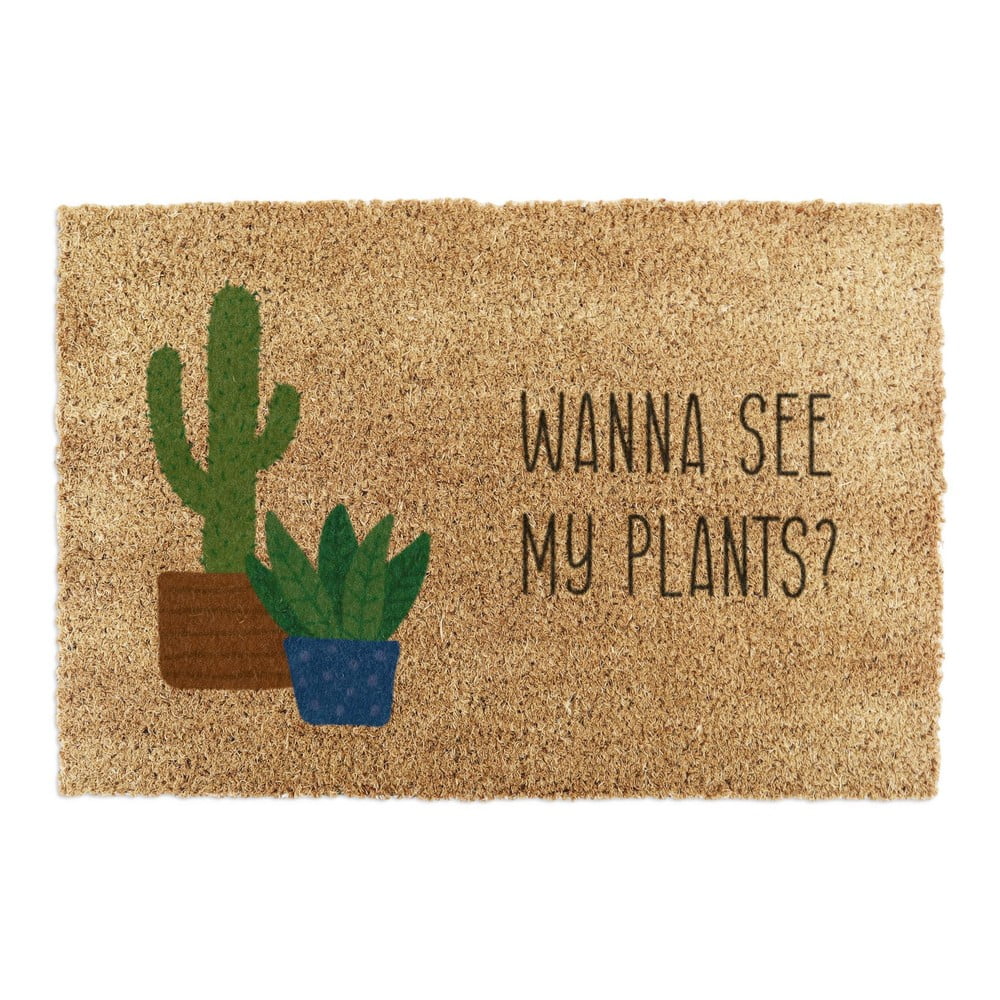 Covoraș de intrare din fibre de nucă de cocos 60x90 cm Wanna See My Plants – Artsy Doormats