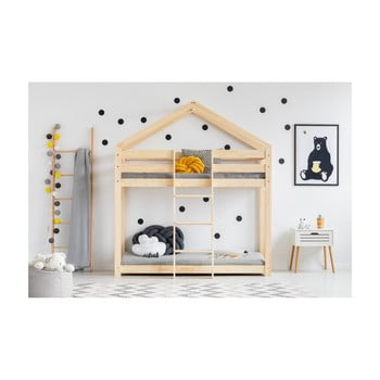 Cadru pat supraetajat din lemn de pin, în formă de căsuță adeko mila dmp, 80 x 180 cm