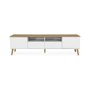 Masă tv cu detalii în decor de stejar tenzo dot, lățime 192 cm, alb