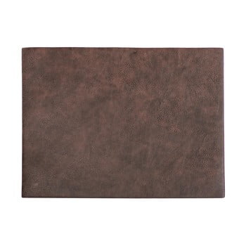 Suport farfurie din imitație de piele ziczac troja rectangle, 33 x 45 cm, maro închis