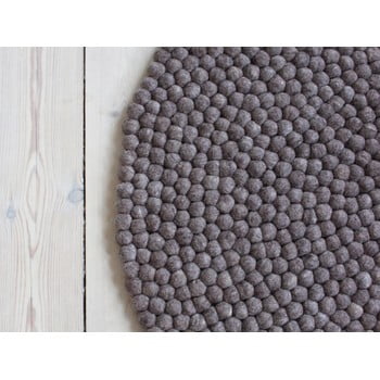 Covor cu bile din lână wooldot ball rugs, ⌀ 90 cm, maro nucă