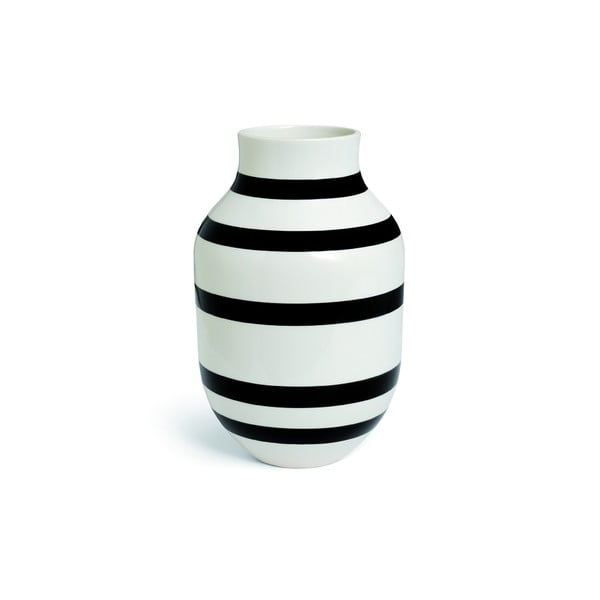 Vază din gresie Kähler Design Omaggio, înălțime 30,5 cm, negru-alb