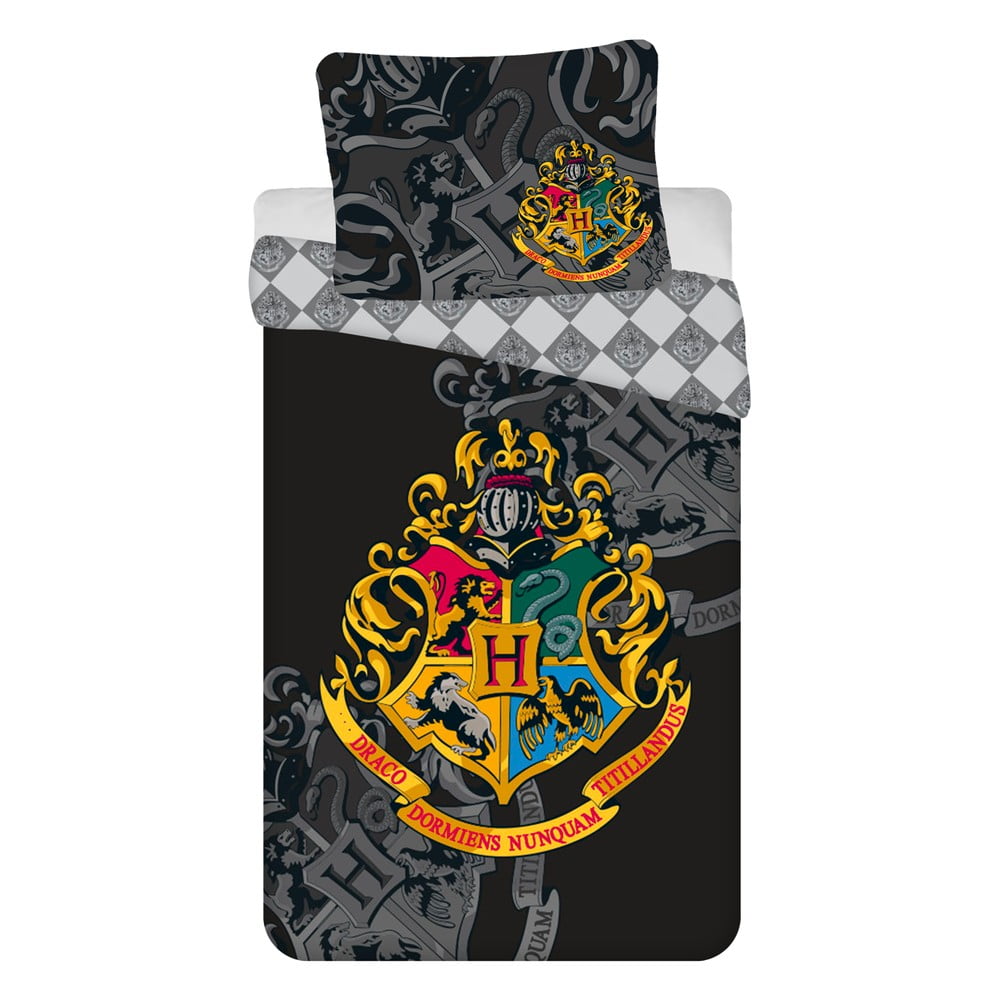 Lenjerie de pat din bumbac pentru copii Jerry Fabrics Harry Potter, 140 x 200 cm, negru 140 imagine noua
