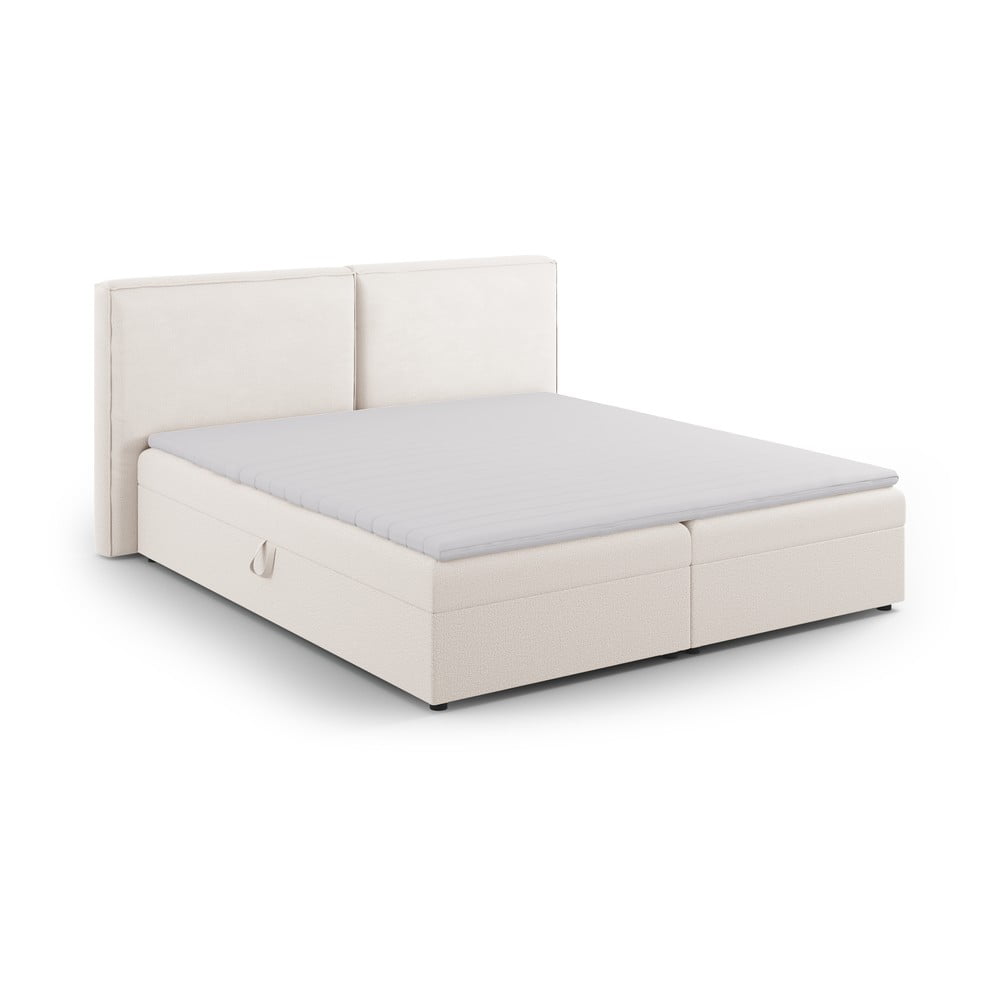 Pat boxspring crem cu spațiu de depozitare 140x200 cm Arendal – Cosmopolitan Design