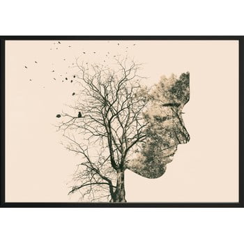 Poster decoking girl silhouette tree, 50 x 40 cm