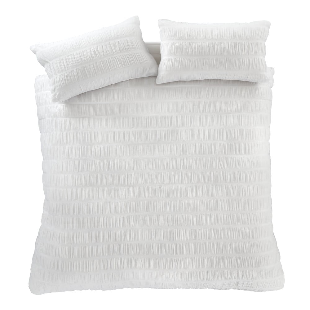 Lenjerie albă pentru pat de o persoană 135×200 cm Seersucker – Catherine Lansfield 135x200 imagine noua