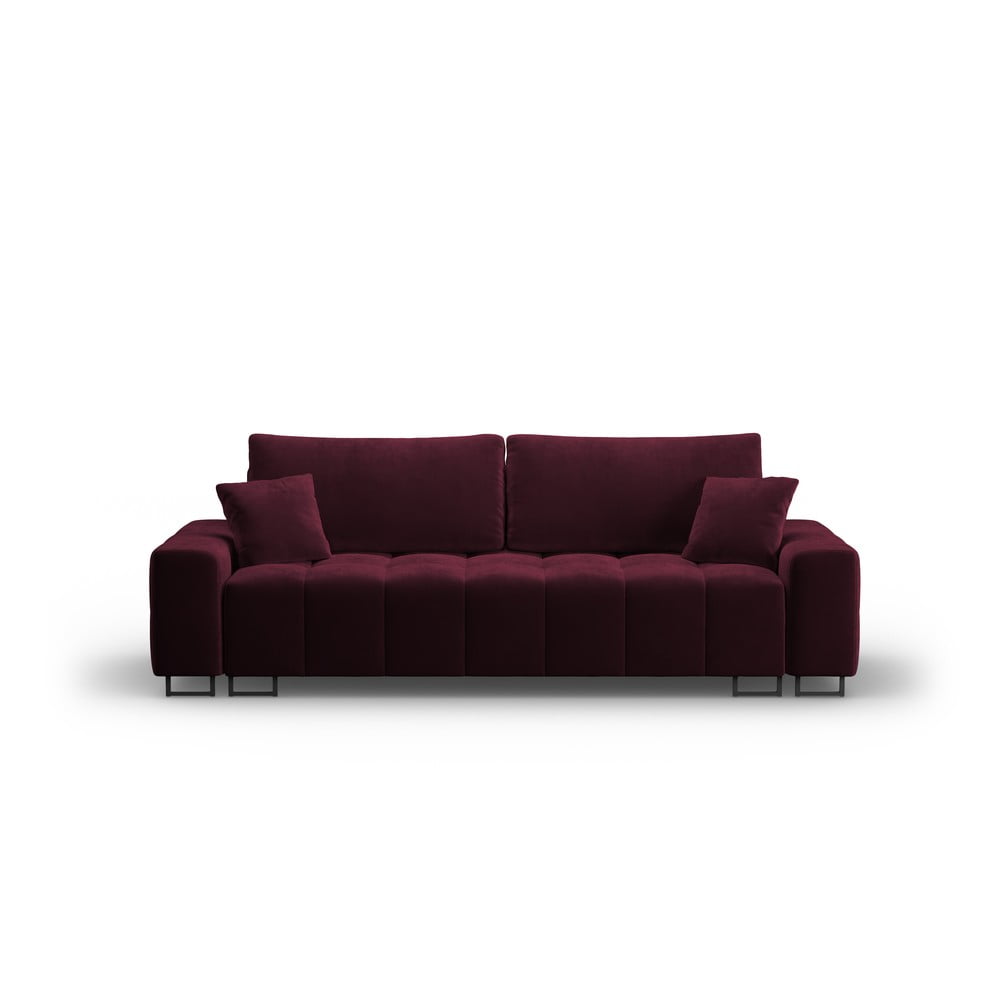 Canapea burgundy extensibilă/cu spațiu de depozitare cu tapițerie din catifea 250 cm Wicklow – Cosmopolitan Design