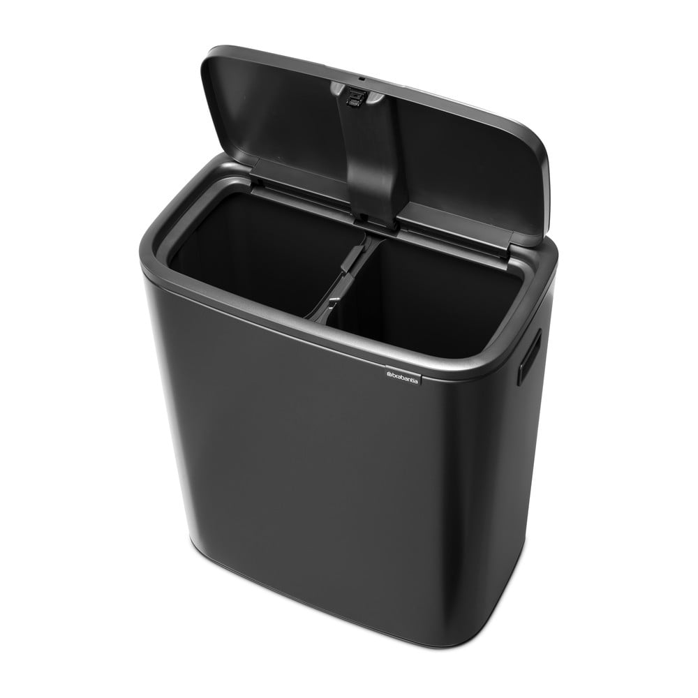 Coș de gunoi gri închis de reciclat/cu senzori de atingere din oțel 60 l Bo Touch Bin – Brabantia