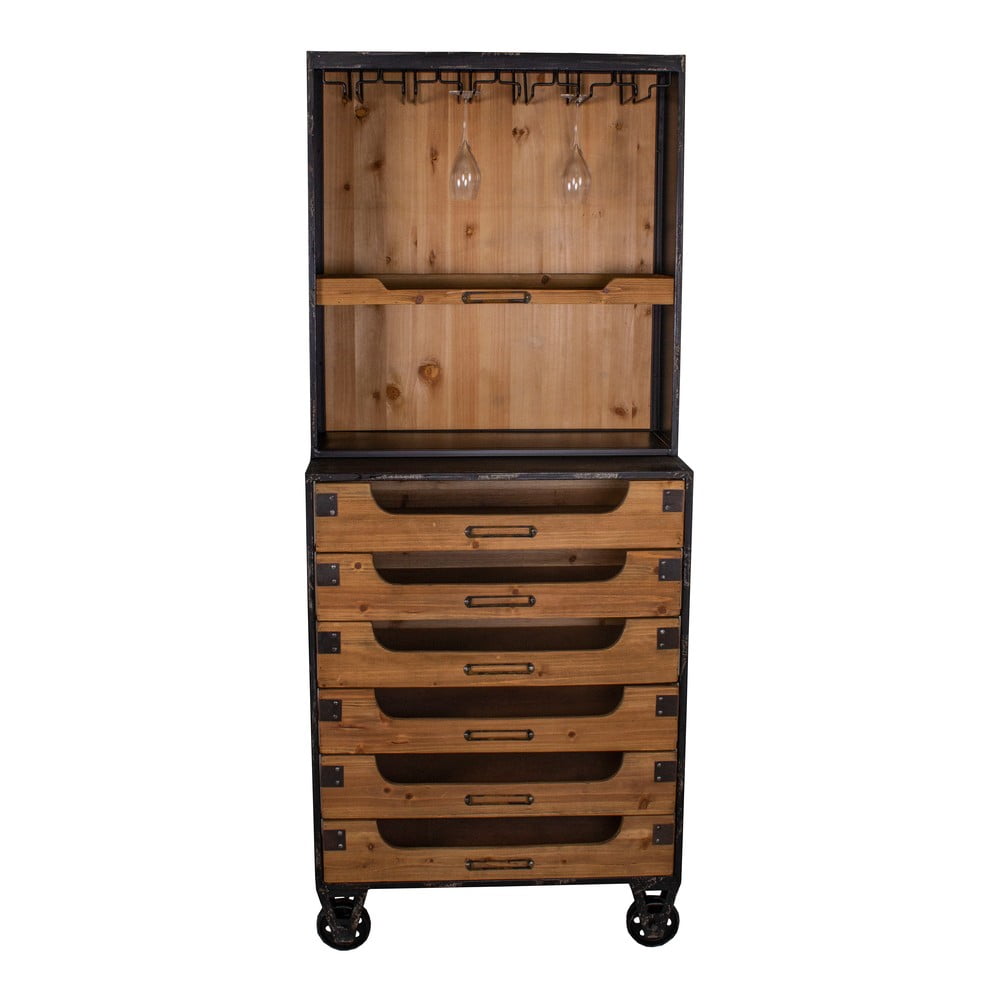  Dulap pentru vinuri din lemn de brad în culoare naturală 65x158 cm - Antic Line 