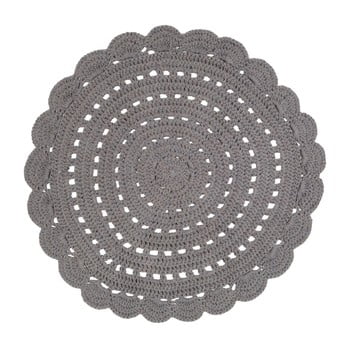 Covor croșetat manual din bumbac nattiot alma, ⌀ 120 cm, gri