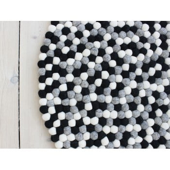 Covor cu bile din lână Wooldot Ball Rugs, ⌀ 140 cm, alb - negru
