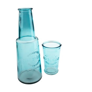 Carafă din sticlă cu pahar dakls, 800 ml, albastru