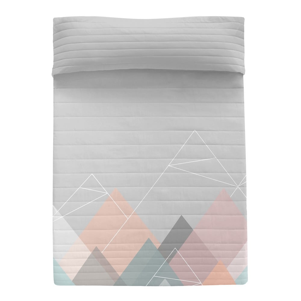 Cuvertură roz/gri matlasată din bumbac 180x260 cm Range – Blanc