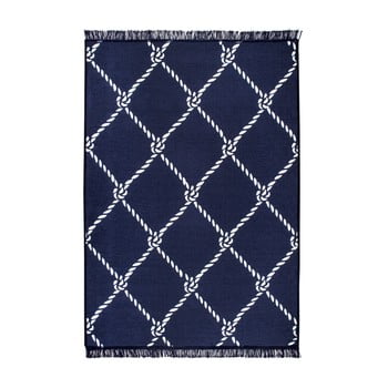 Covor reversibil cihan bilisim tekstil rope, 80 x 150 cm, alb-albastru