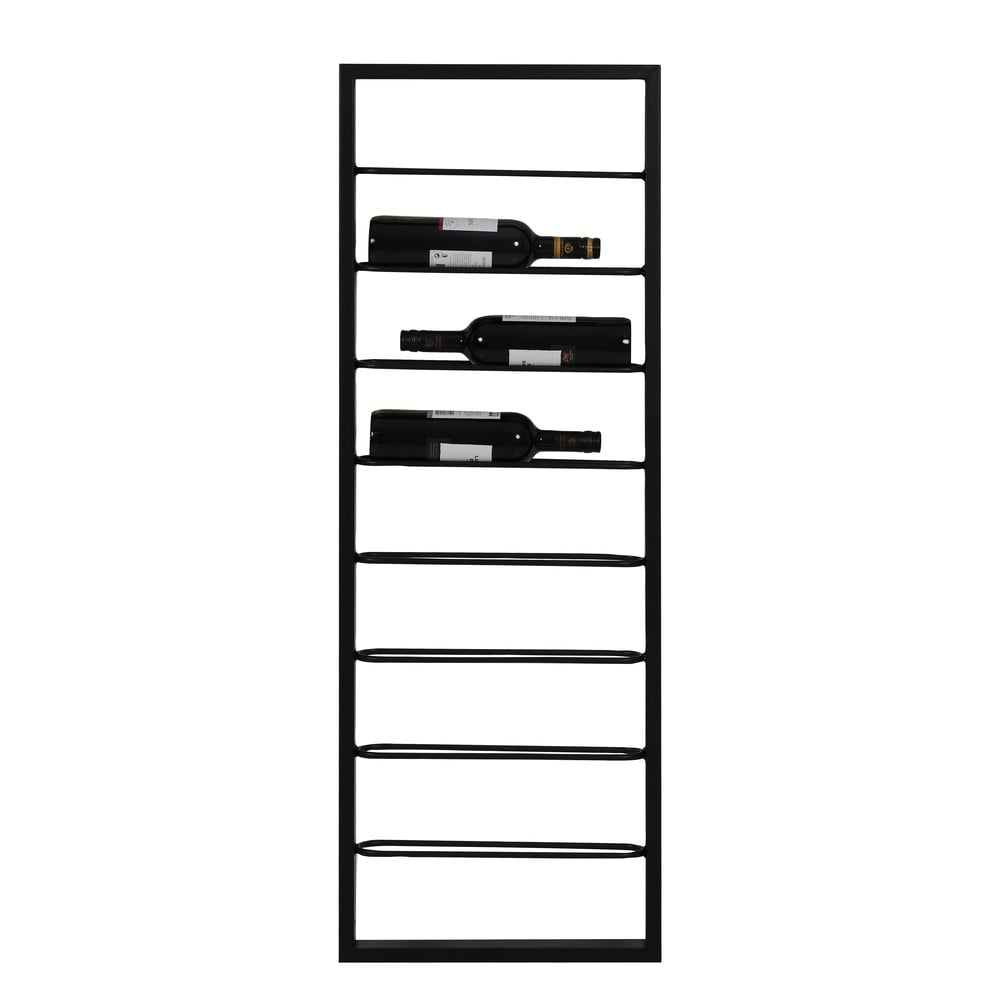 Raft pentru sticle de vin negru pentru perete din metal 42x120x6 cm Macaben – Light & Living
