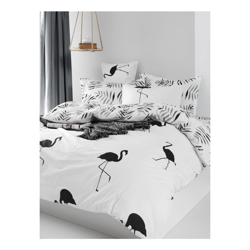 Lenjerie de pat cu cearșaf din bumbac ranforce, pentru pat dublu Mijolnir Hope Black, 200 x 220 cm bonami.ro imagine 2022