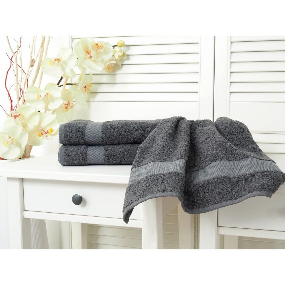 Prosop gri închis din frotir 50x100 cm adria – b.e.s.