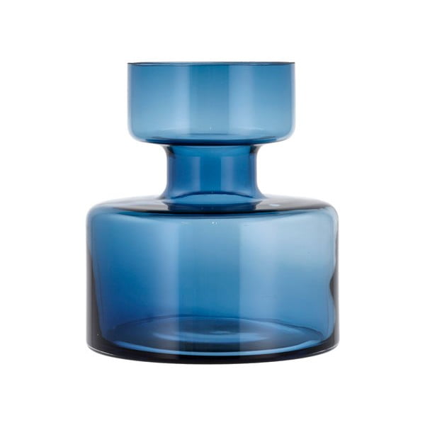Vază din sticlă Lyngby Glas Tubular, înălțime 20 cm, albastru închis