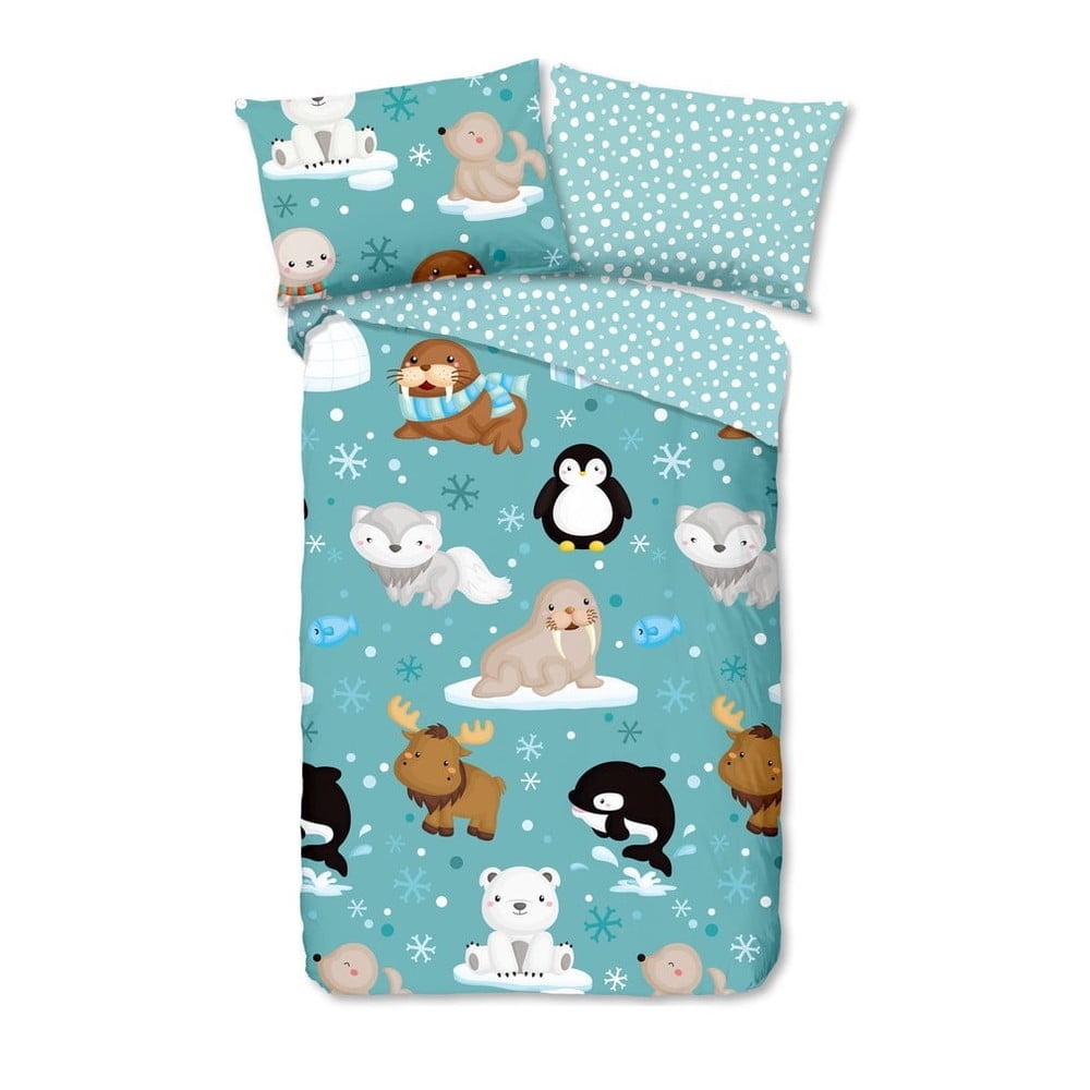 Lenjerie de pat din flanelă pentru copii Good Morning Polar, 140 x 200 cm bonami.ro imagine noua