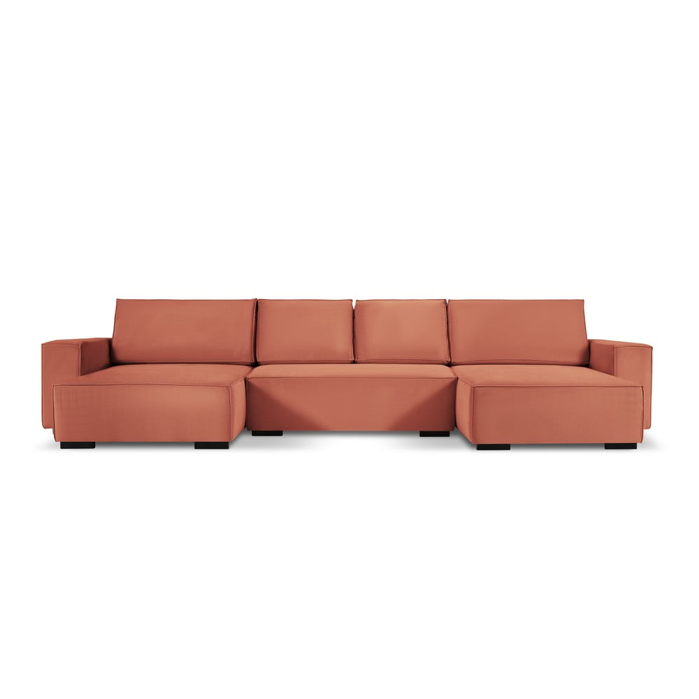 Canapea extensibilă din catifea în formă de U Mazzini Sofas Azalea, roz bonami.ro imagine 2022