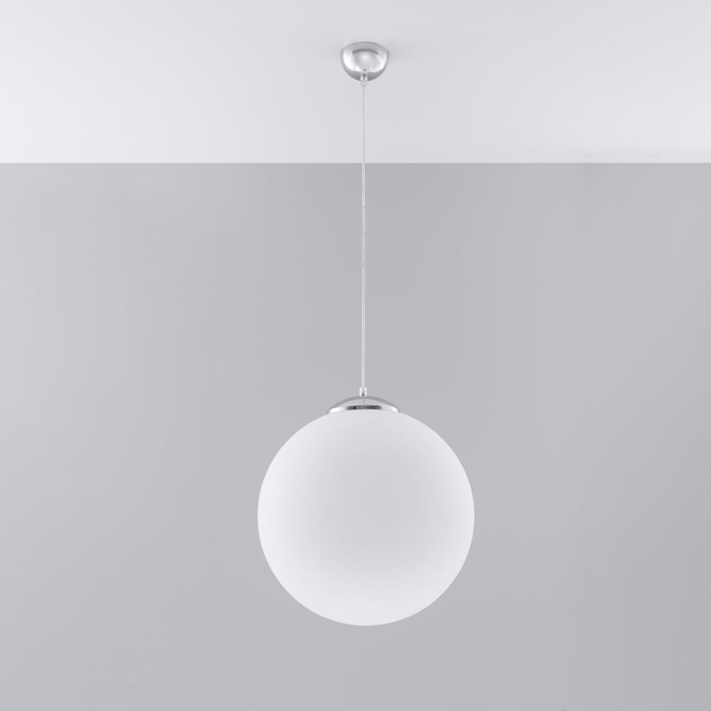 Lustră albă cu abajur din sticlă ø 40 cm Bianco – Nice Lamps