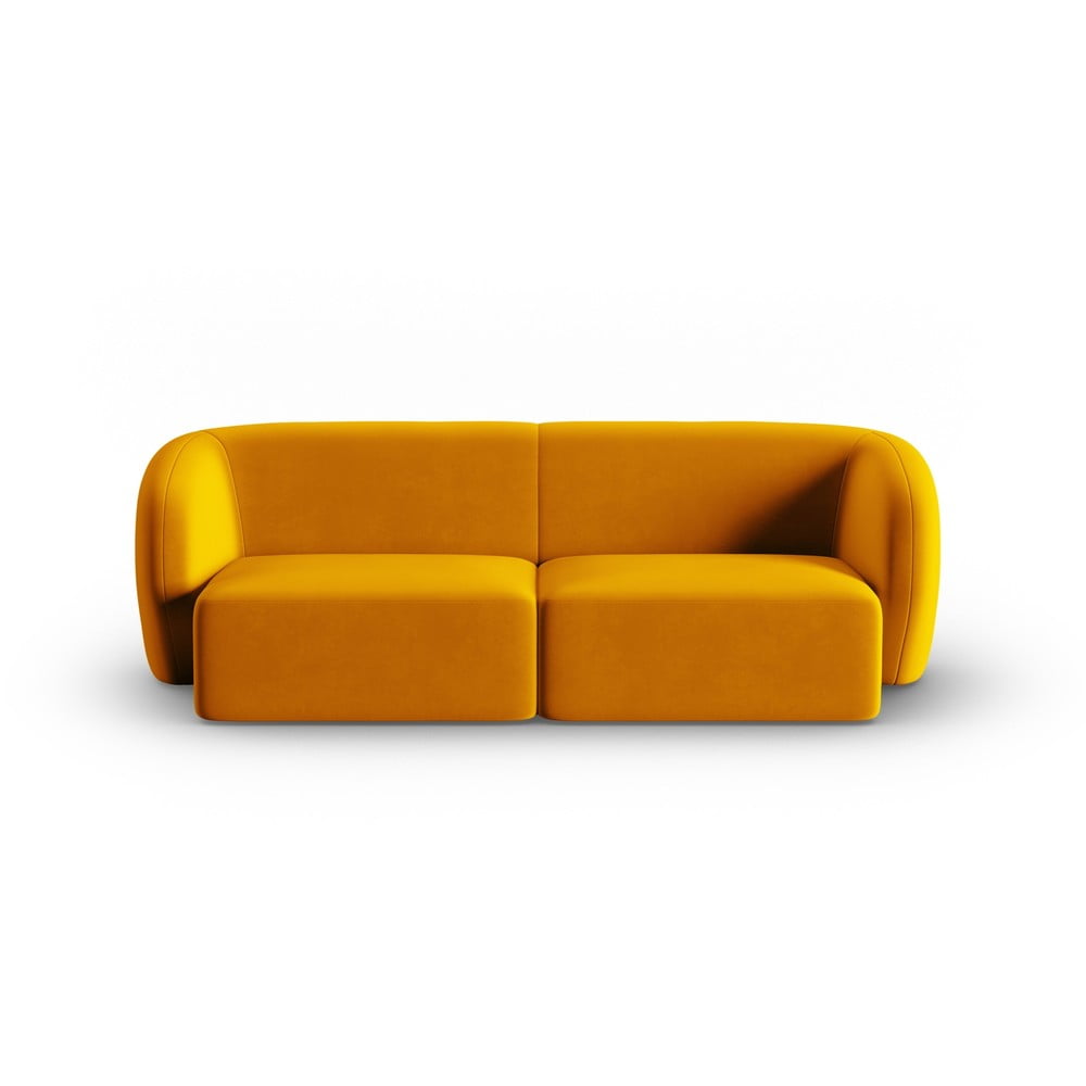 Canapea galben-muștar cu tapițerie din catifea 188 cm Paolo – Milo Casa