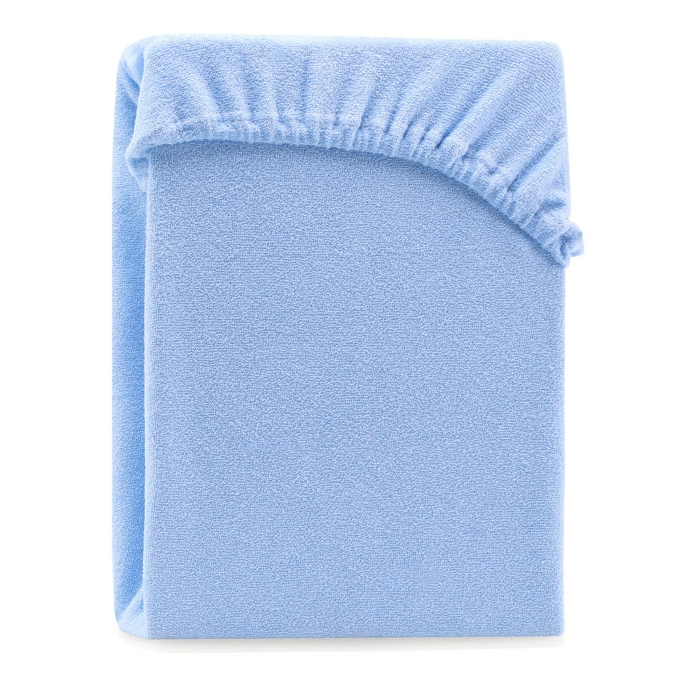 Cearșaf elastic pentru pat dublu AmeliaHome Ruby Siesta, 200-220 x 200 cm, albastru deschis AmeliaHome
