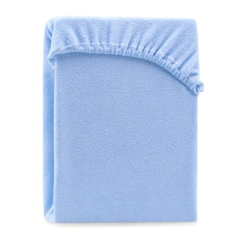 Cearșaf elastic pentru pat dublu ameliahome ruby siesta, 180-200 x 200 cm, albastru deschis