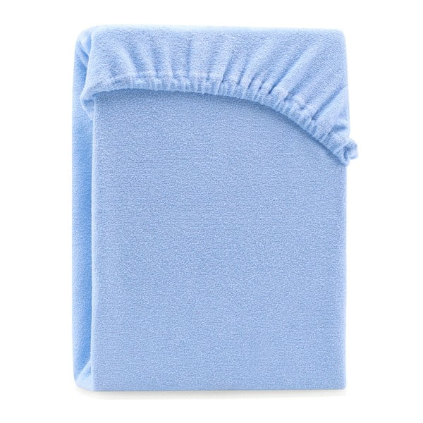 Cearșaf elastic pentru pat dublu AmeliaHome Ruby Siesta, 220-240 x 220 cm, albastru deschis
